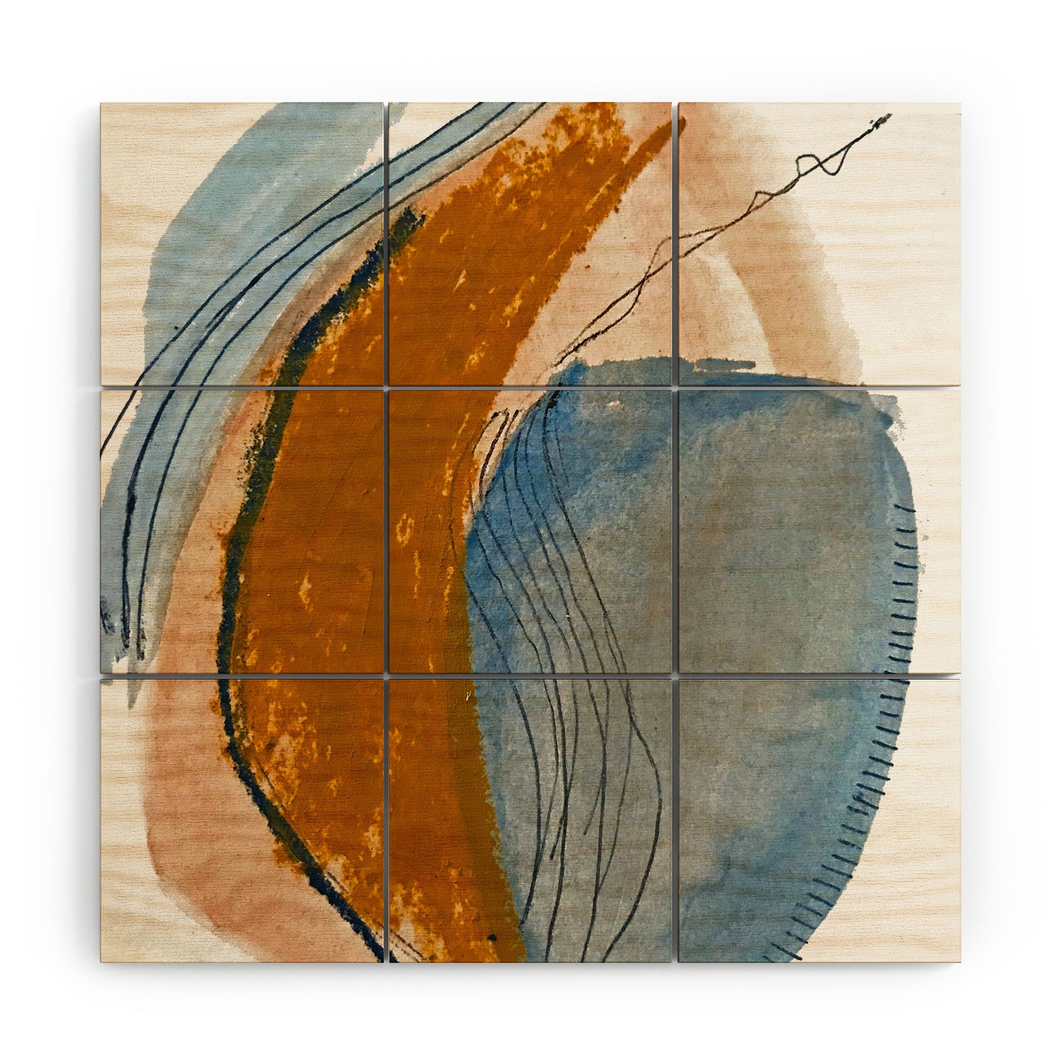 Gentle Breeze A Minimal Abstract by Alyssa Hamilton Art - Wood Wall Mural4' x 4' (Nine 16" Wood Squares) - Image 3