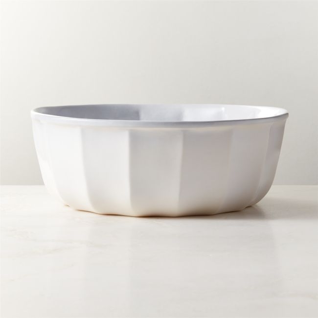 Cremieux White Ceramic Paneled Serving Bowl by goop - Image 0