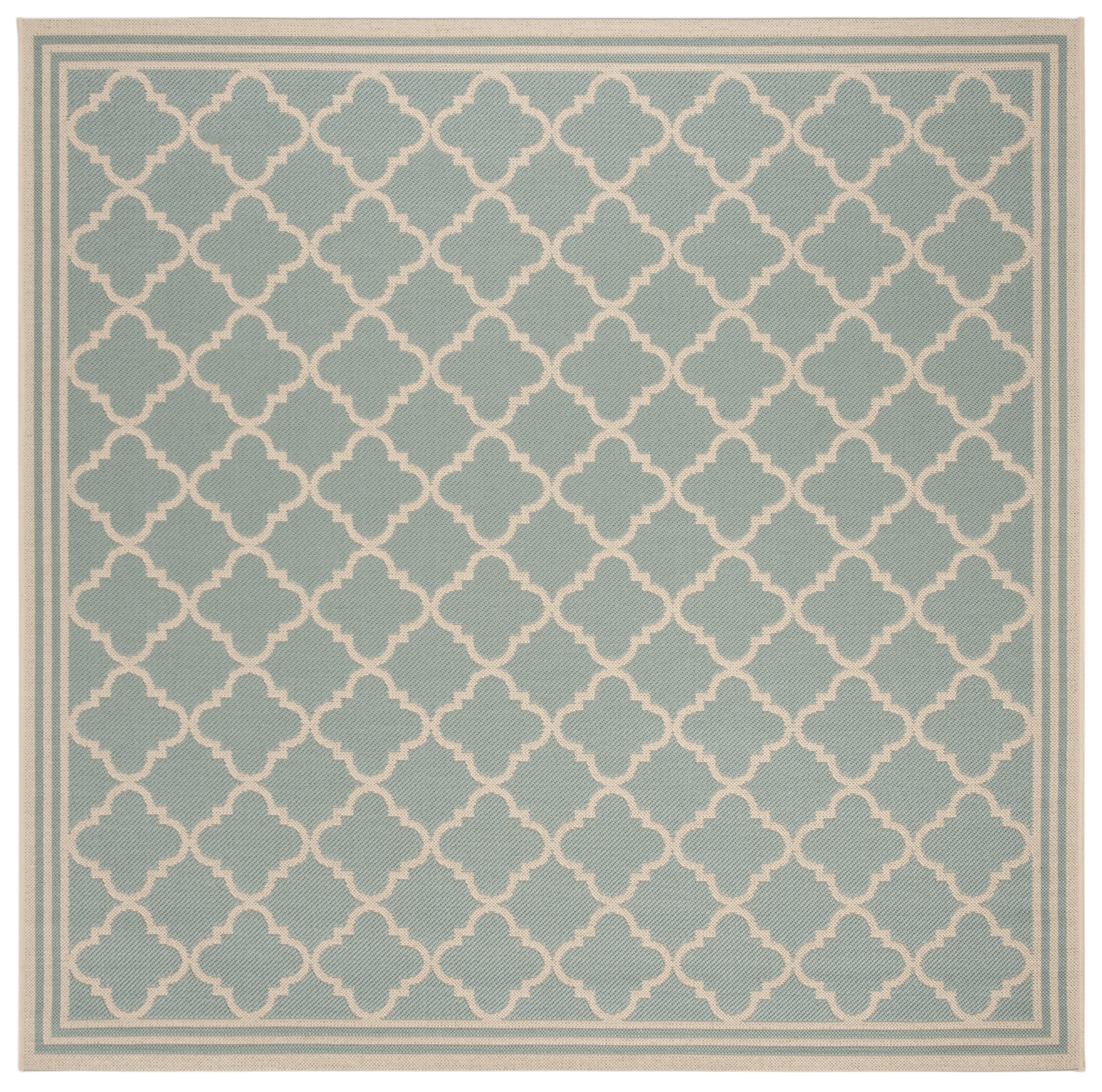 Arlo Home Indoor/Outdoor Woven Area Rug, LND121K, Aqua/Cream,  6' 7" X 6' 7" Square - Image 0