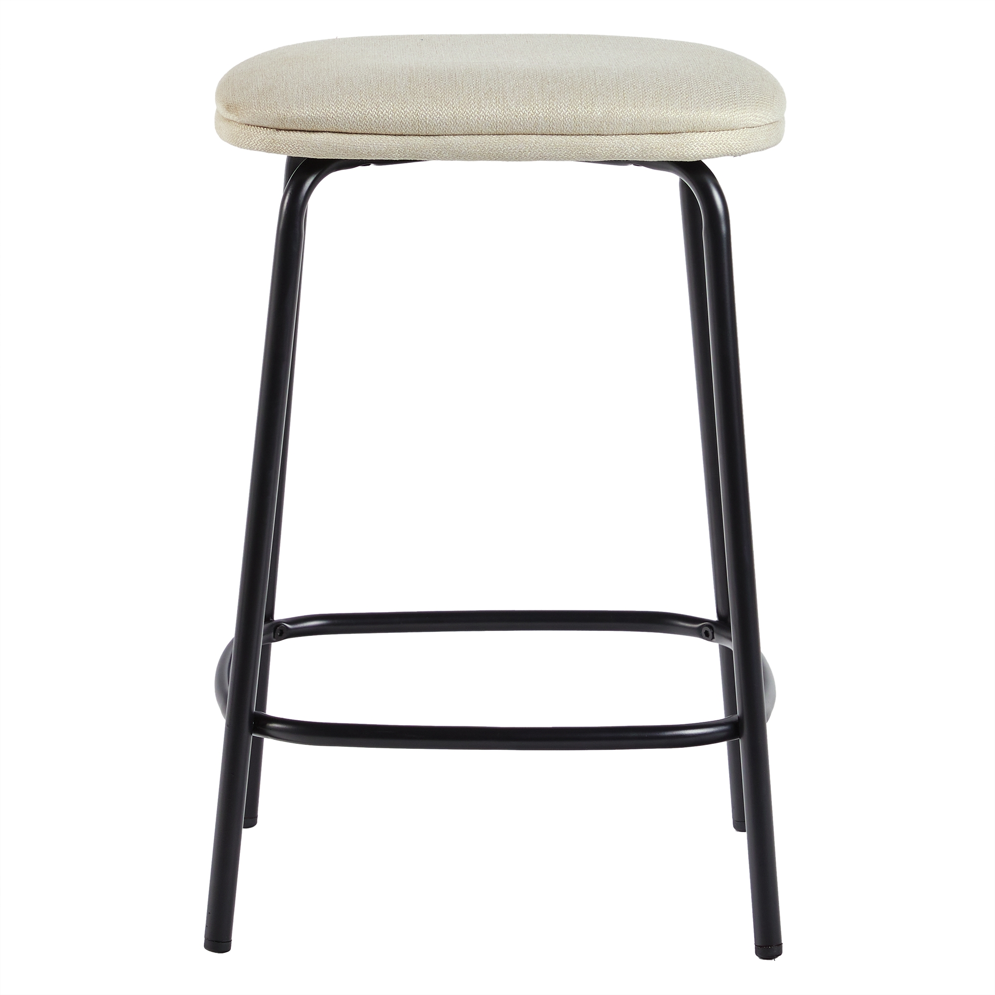 Modern Simple Counter Stool with Upholstered Seat, Set of 2, Ivory - Image 1