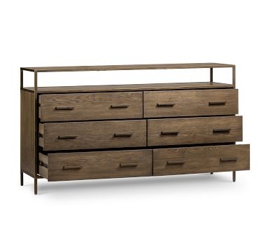 Modern Oak Extra Wide Drawer Dresser, Bronze - Image 2