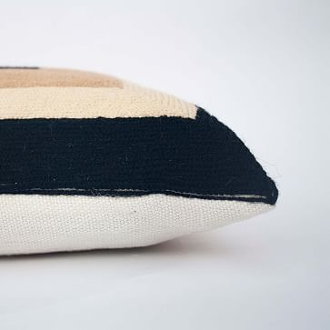 Marianne Rectangle Pillow Hand, Embroidered Black Pillow - Image 1