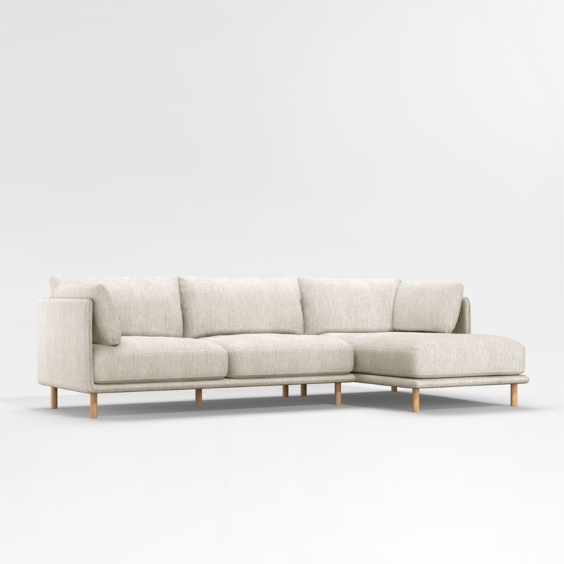 Wells 2-Piece Chaise Sectional with Natural Leg Finish, Left-Arm Sofa, Right Arm Chaise, Gravel - Image 1
