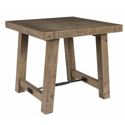 Handcrafted Reclaimed Wood End Table With Grains, Weathered Gray - Image 0