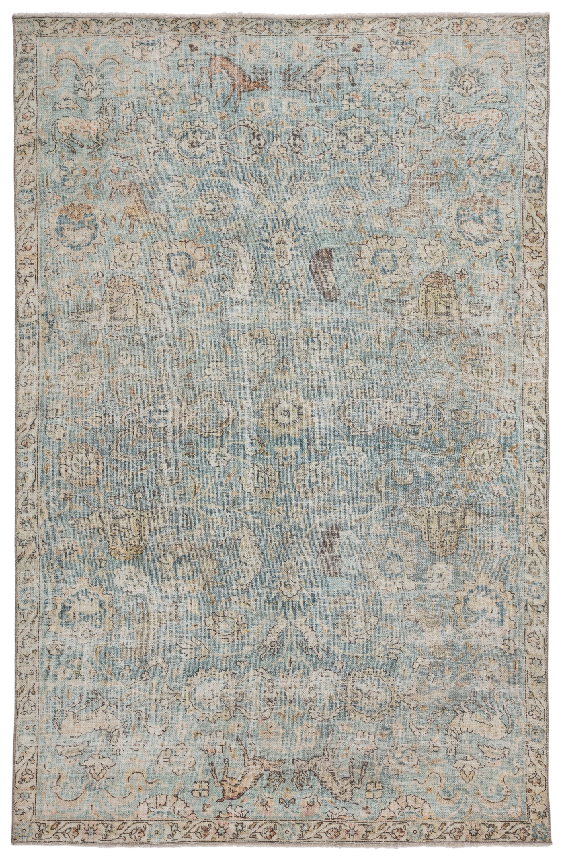 Stag Oriental Teal/ Gold Area Rug (6'X9') - Image 0
