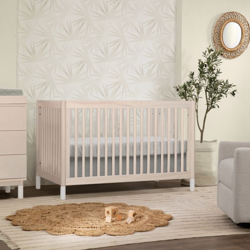 Babyletto Gelato White & Washed Natural Wood 4-in-1 Convertible Baby Crib with Toddler Bed Conversion Kit - Image 2