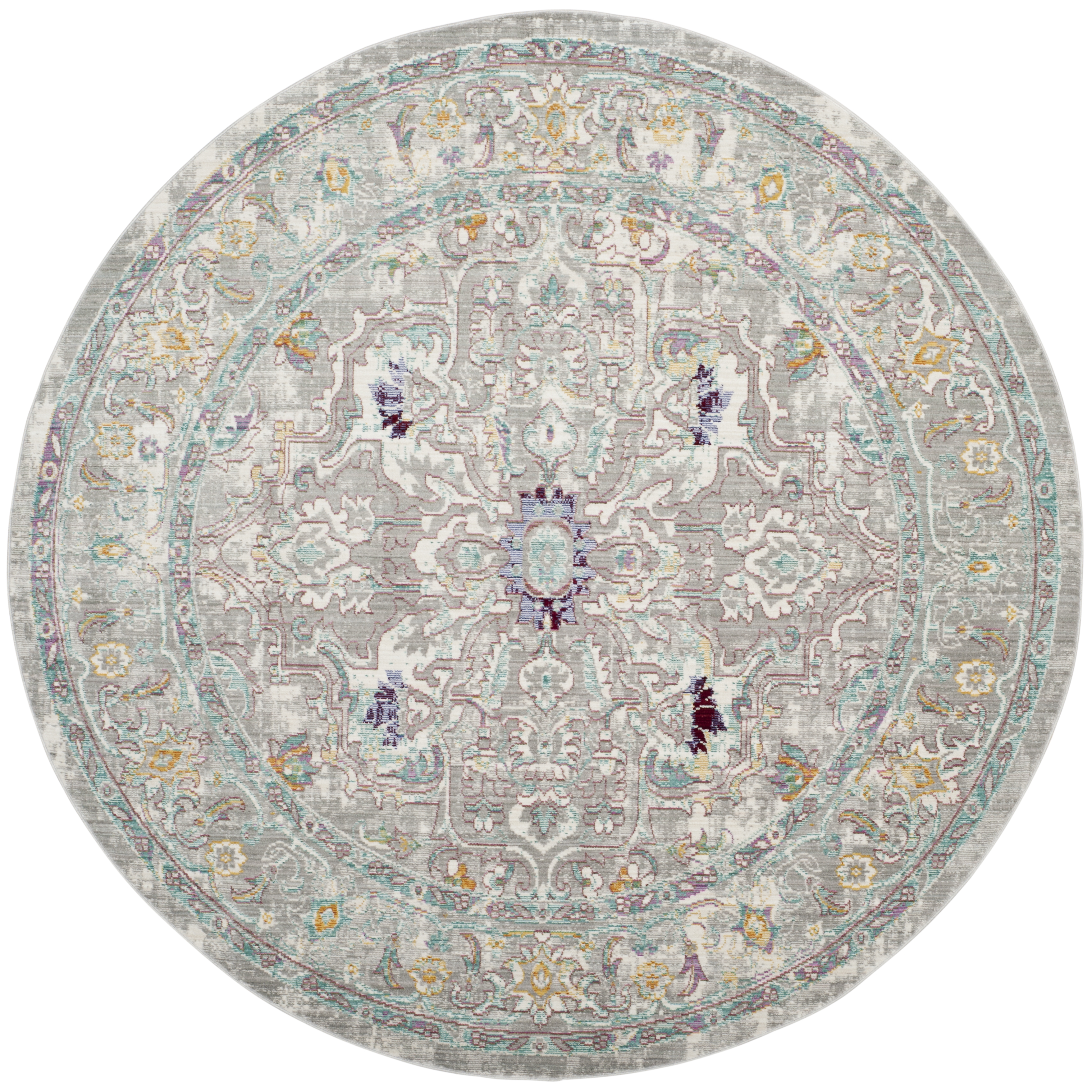 Arlo Home Woven Area Rug, MYS922R, Grey/Multi,  6' 7" X 6' 7" Round - Image 0