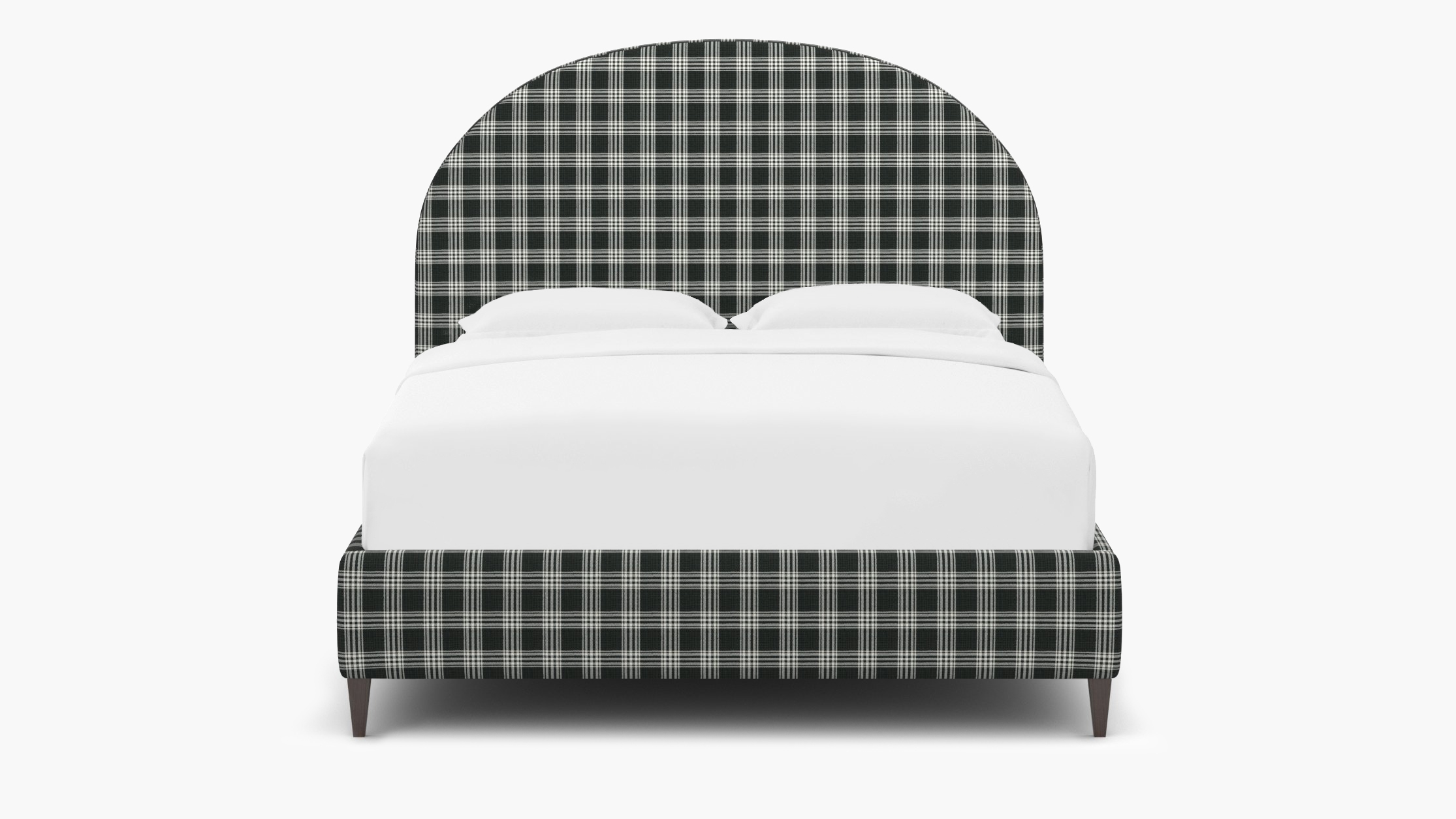 Demilune Bed, Barnegat Plaid, Espresso Square Tapered Leg, King - Image 0