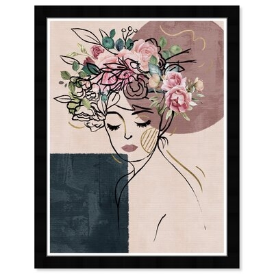 Fashion and Glam Flower Noir Portraits - Picture Frame Painting Print on Paper - Image 0