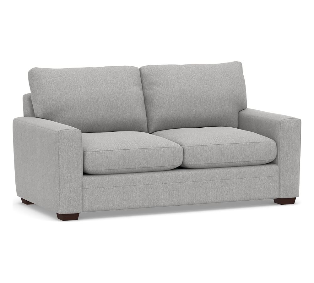 Pearce Modern Square Arm Upholstered Sofa 76", Down Blend Wrapped Cushions, Sunbrella(R) Performance Chenille Fog - Image 0