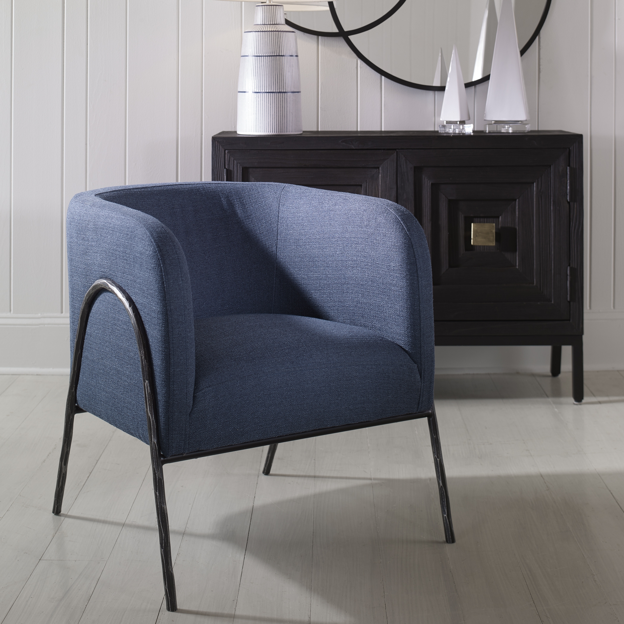 Jacobsen Denim Barrel Chair - Image 1