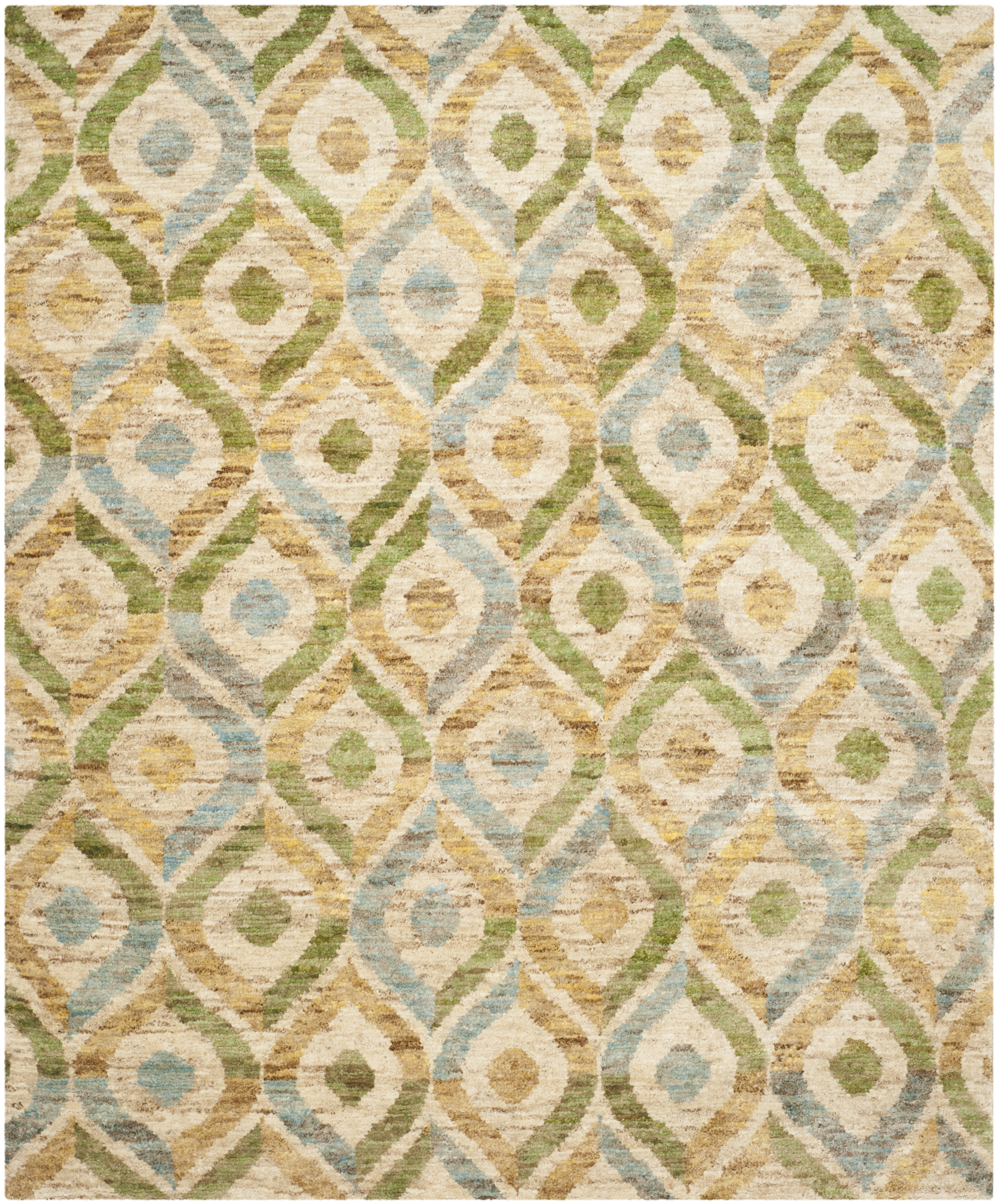 Arlo Home Hand Knotted Area Rug, BOH633A, Bleach/Blue,  8' X 10' - Image 0
