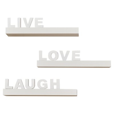 Akasya Live Love Laugh Floating 3 Piece Wall Shelf Set - Image 0