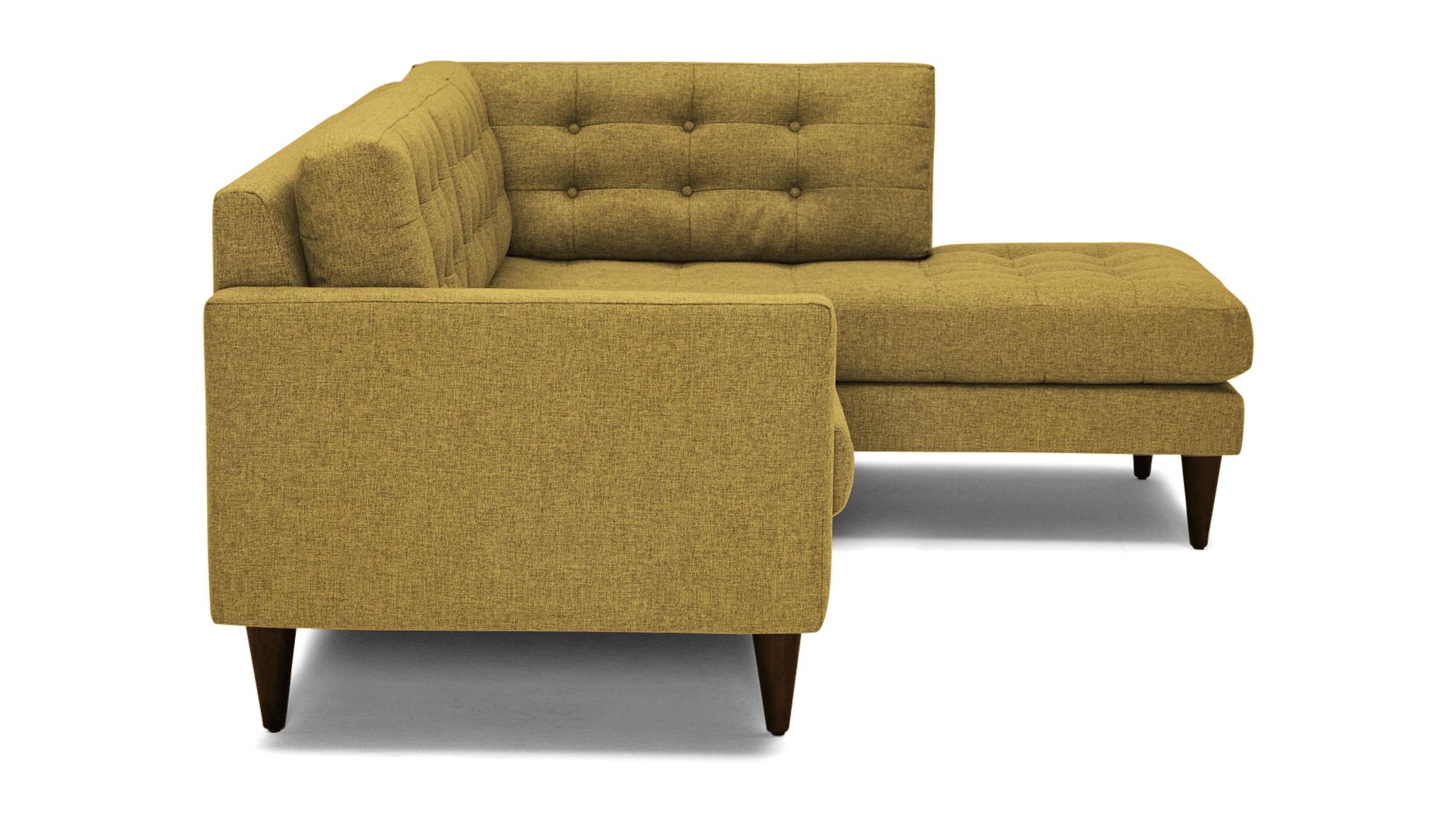 Yellow Eliot Mid Century Modern Apartment Sectional with Bumper - Marin Sunflower - Mocha - Left - Image 2