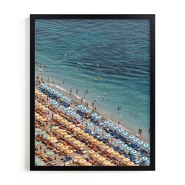 Minted Positano Beach Aerial, 11X14, Full Bleed Framed Print, Black Wood Frame - Image 0