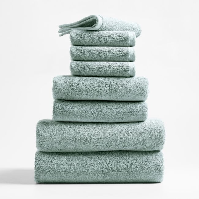 Organic Turkish Cotton Spa Blue Bath Towels, Set of 8 - Image 0