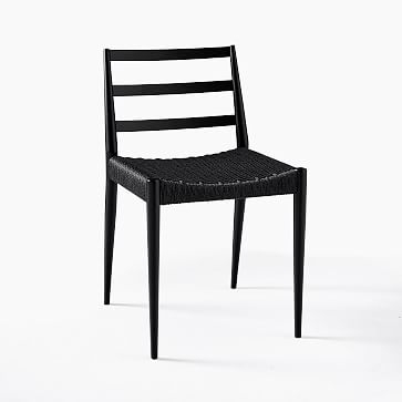 Holland Woven Dining Chair, Cord, Dark Mineral, Wood Legs - Image 1