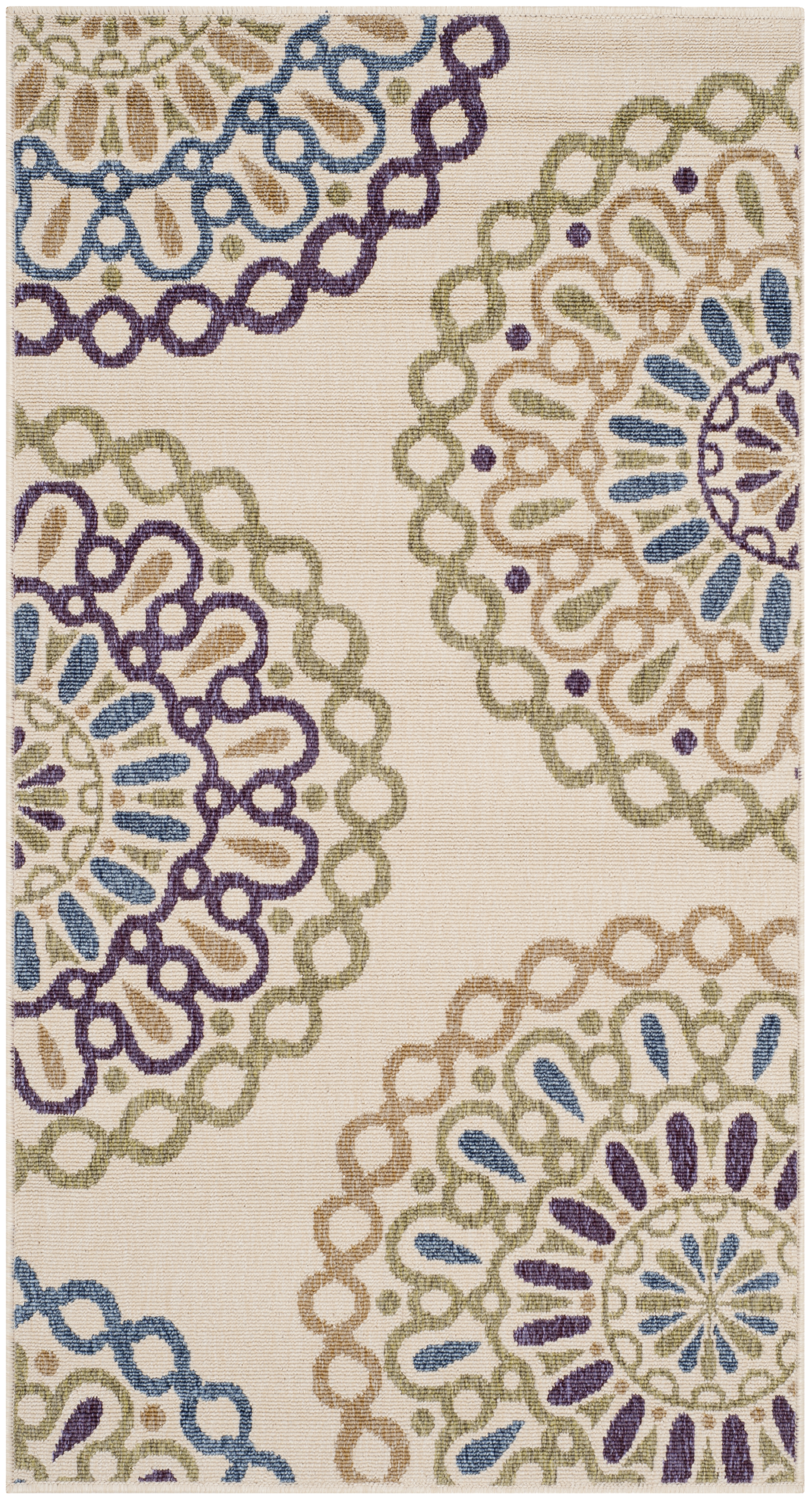 Arlo Home Indoor/Outdoor Woven Area Rug, VER092-0514, Cream/Green,  4' X 5' 7" - Image 0