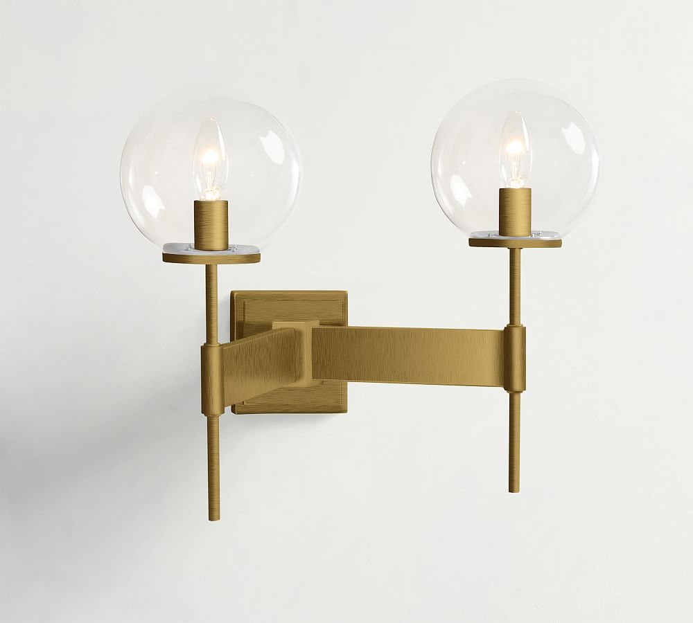 Tumbled Brass Linden Double Sconce - Image 0