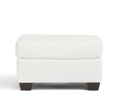 York Upholstered Ottoman, Polyester Wrapped Cushions, Performance Heathered Basketweave Dove - Image 1