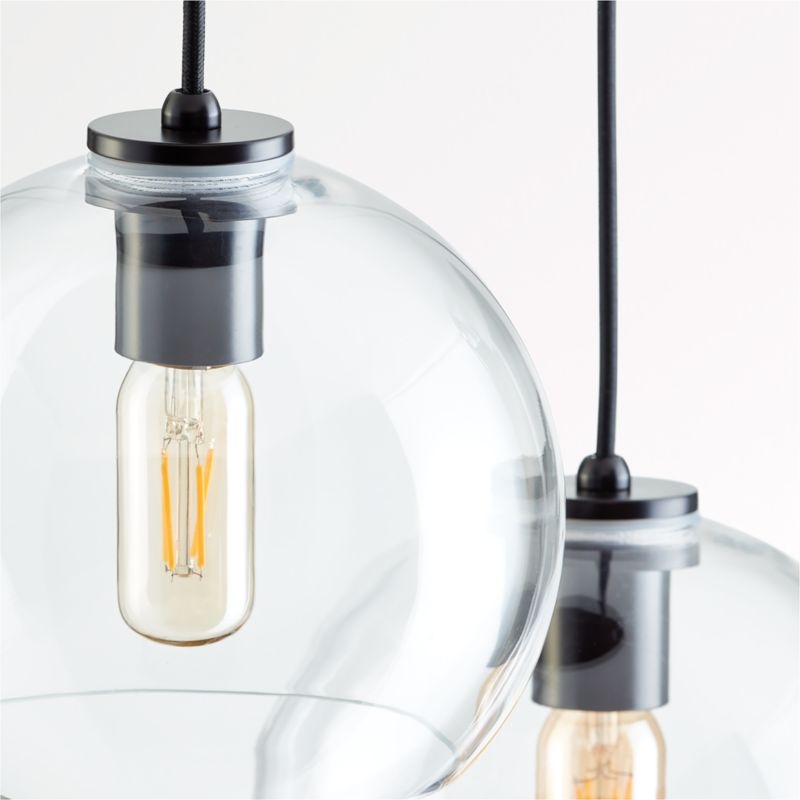 Arren Black 3-Light Round Pendant with Round Clear Glass Shades - Image 2