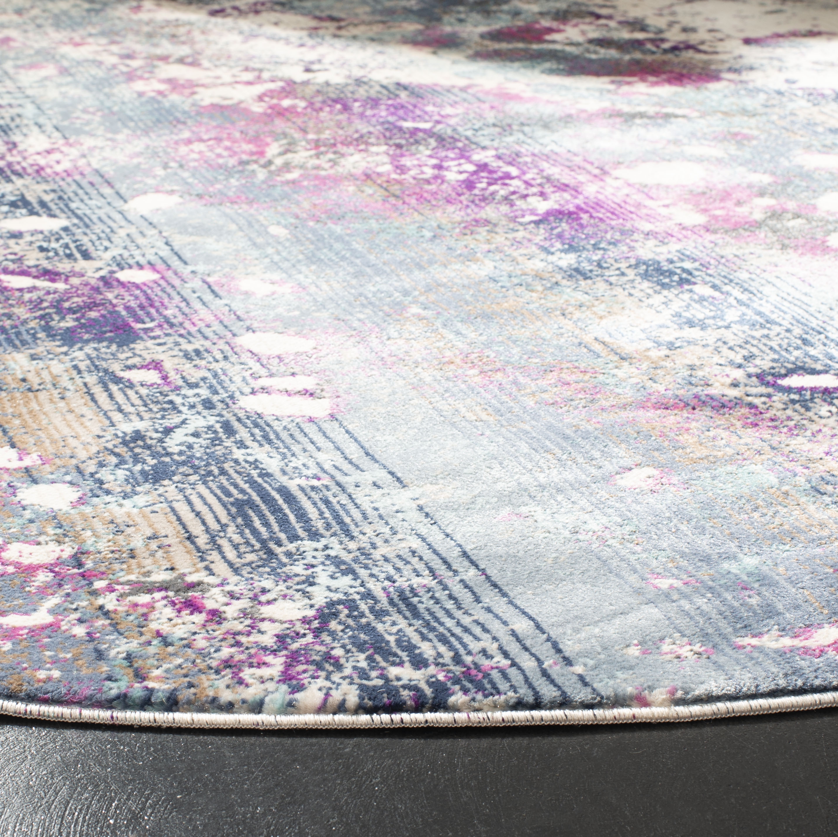 Arlo Home Woven Area Rug, RAD111B, Teal/Magenta,  6' 7" X 6' 7" Round - Image 2