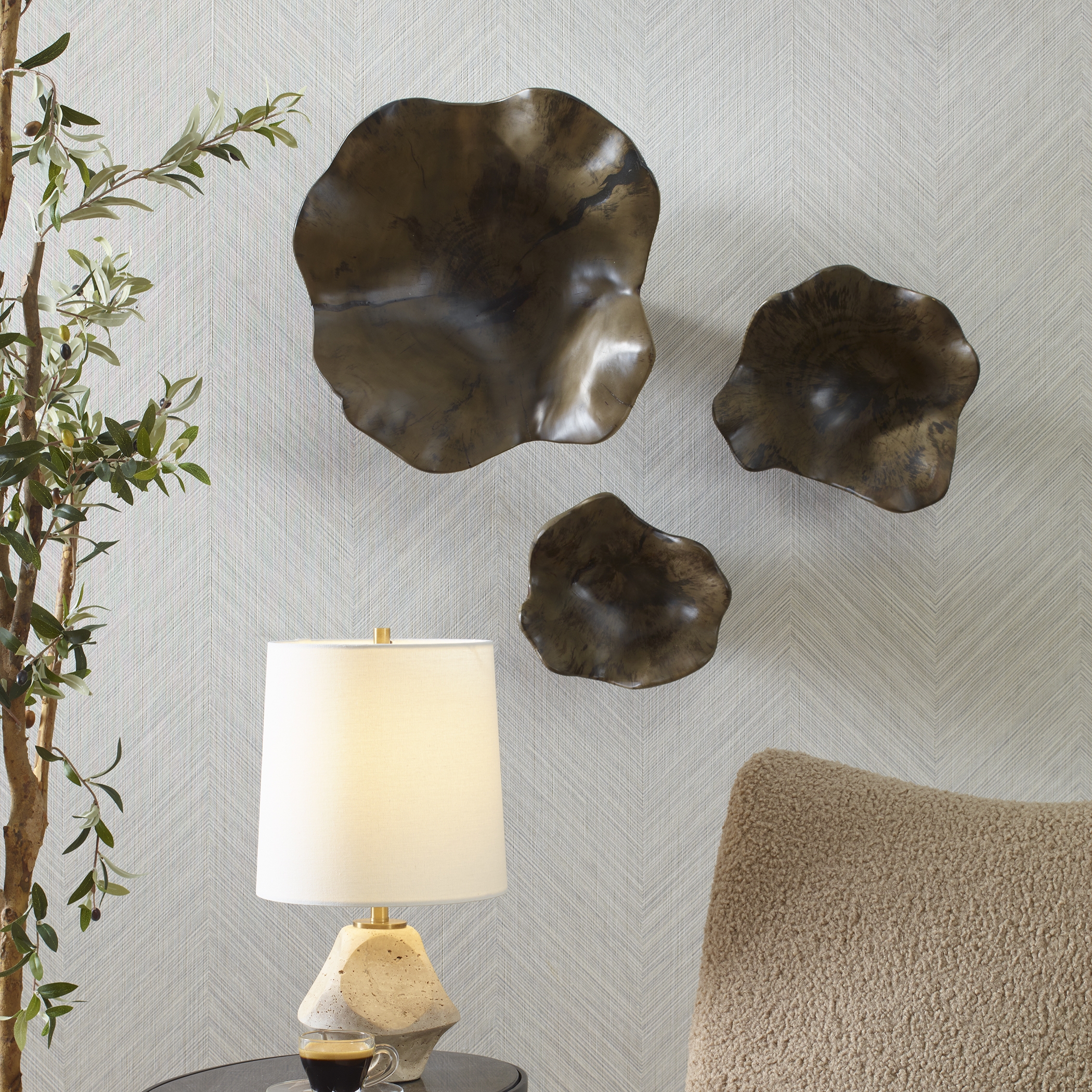 Two Wood Wall DÃ©cor In Mocha Set/3 - Image 2