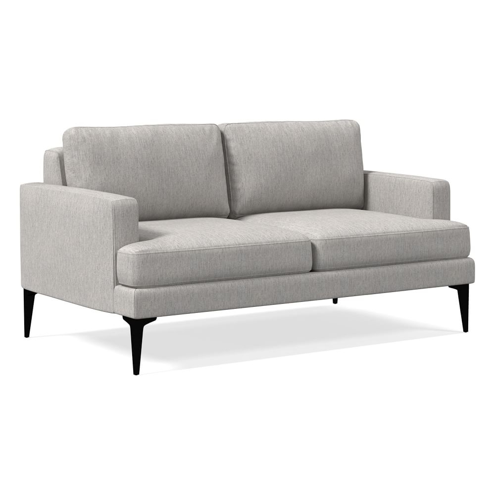 Andes 60" Multi-Seat Sofa, Petite Depth, Performance Coastal Linen, Storm Gray, Dark Pewter - Image 0