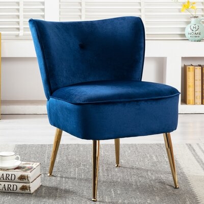 Accent Side Wingback Chair Velvet Fabric Upholstered Seat Chairs For Bedroom, Office, And Living Room - Image 0