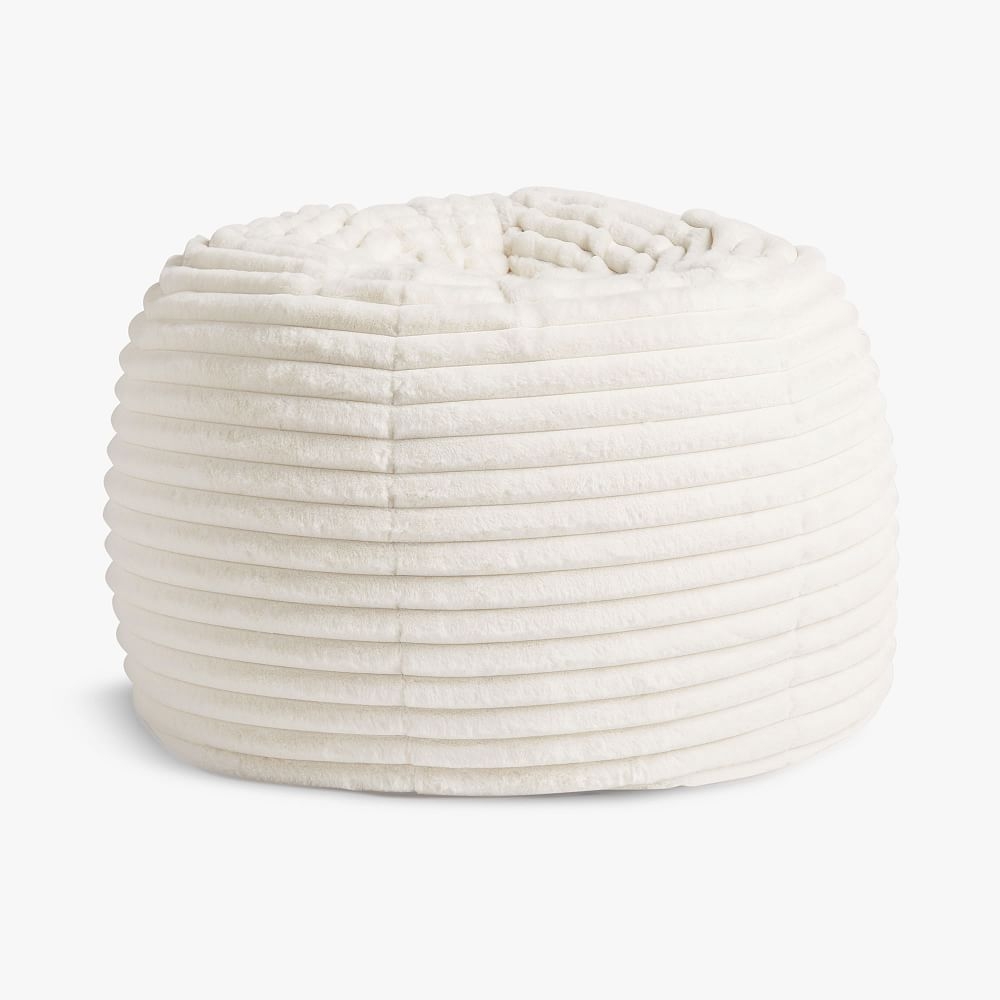 Channel Cloud Ivory Faux Fur Bean Bag Chair Slipcover + Insert, Medium - Image 0