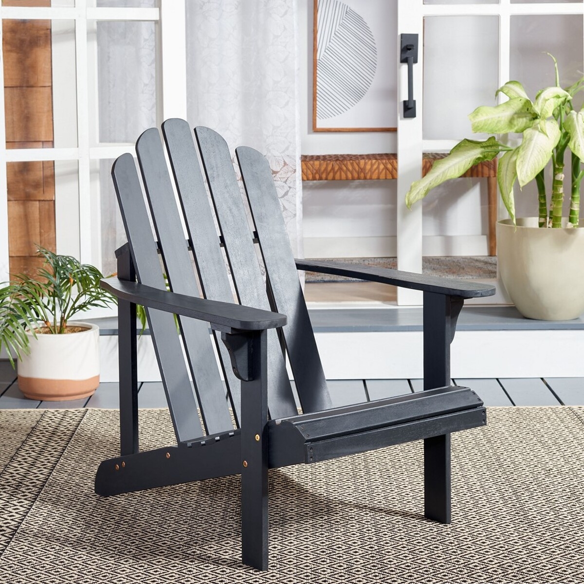 Topher Adirondack Chair - Black - Safavieh - Image 1