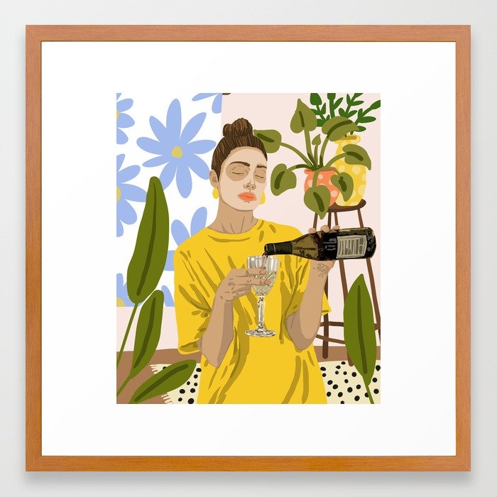 Self Care #illustration #painting Framed Art Print by 83 Orangesa(r) Art Shop - Conservation Pecan - MEDIUM (Gallery)-22x22 - Image 0