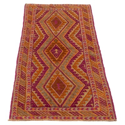 Hand-Knotted Tajik Purple Wool Rug 2'9" X 6'1" - Image 0