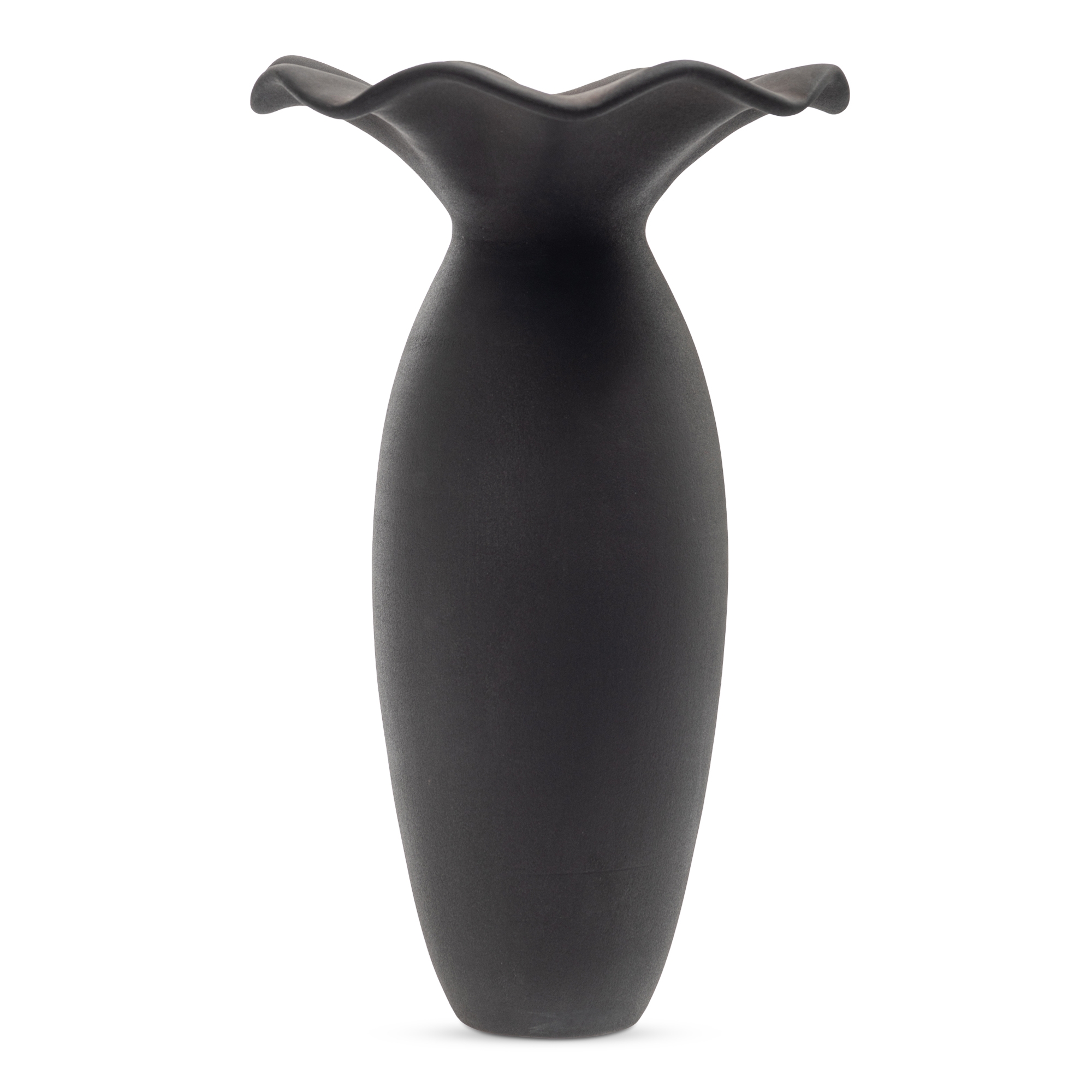 Ruffle 16 Inch Decorative Vessel Black - Image 1