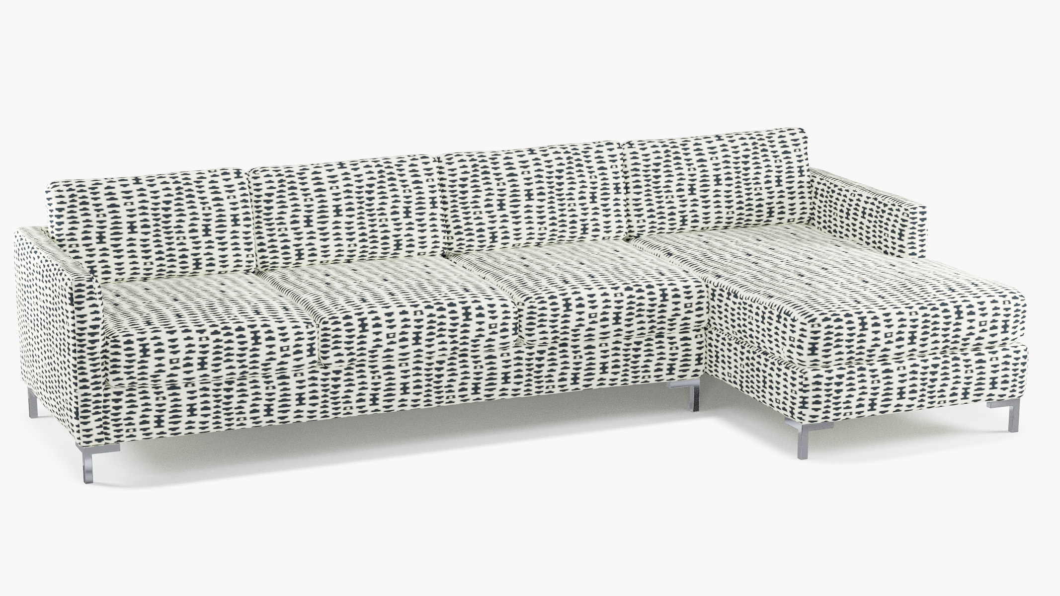 Modern Sectional, Right Facing, Ivory Odalisque, Chrome L Leg - Image 1