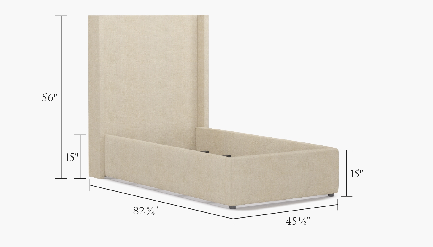 Modern Wingback Bed, French Blue Everyday Linen, Twin - Image 2