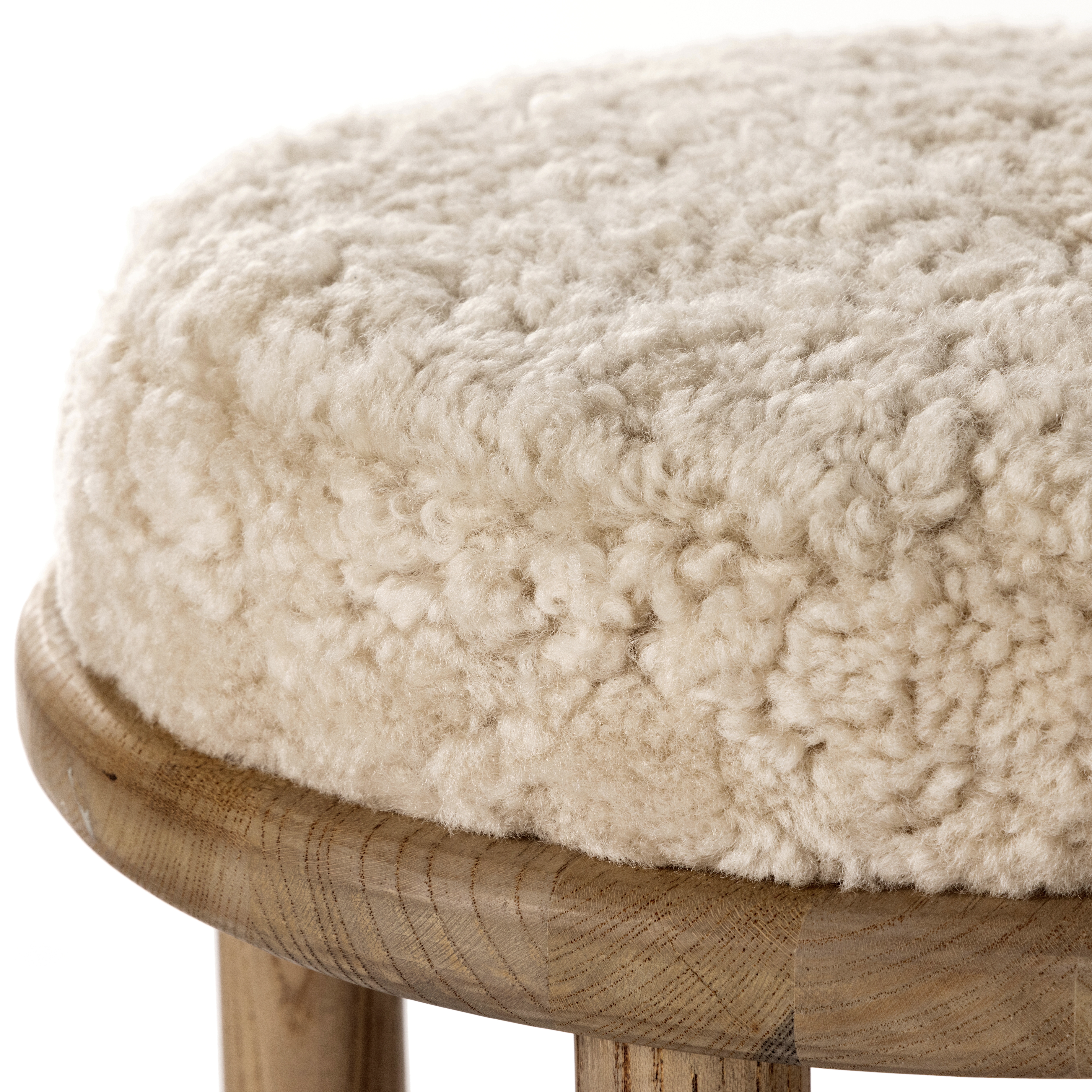 Saldino Bar + Counter Stool - Beige Shearling - Image 2