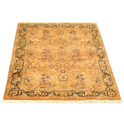 One-of-a-Kind Hand-Knotted New Age Pako Persian 18/20 Yellow 4'2" x 5'8" Wool Area Rug - Image 0