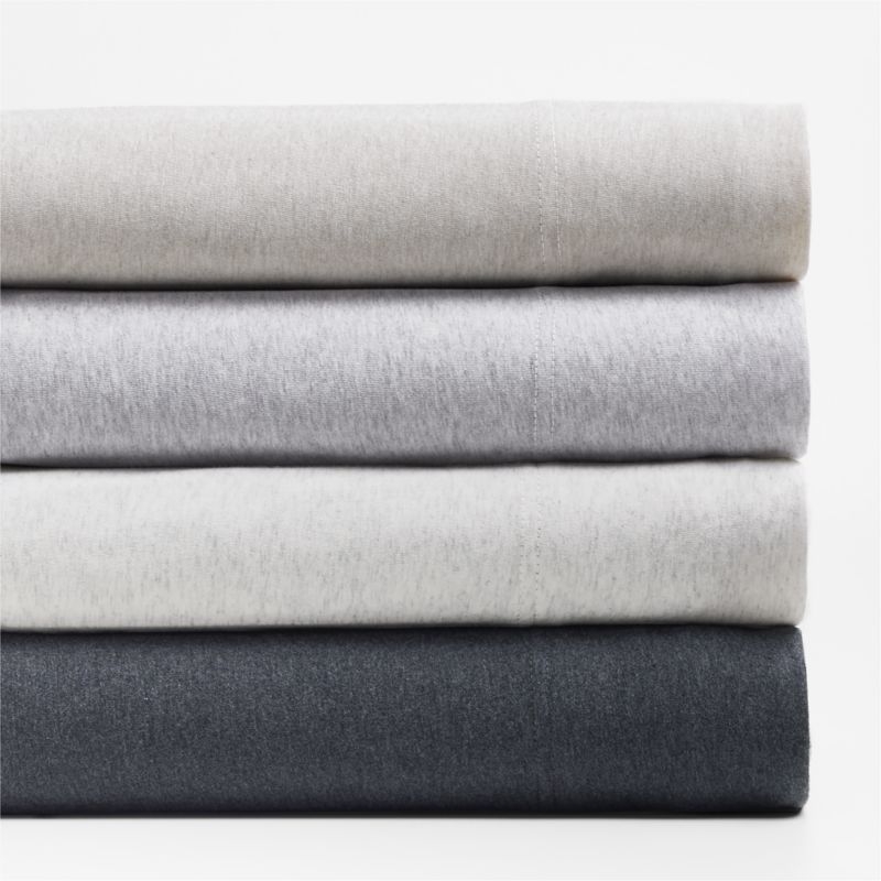 Cozysoft Organic Cotton Jersey Heathered Ivory Twin/Twin XL Bed Sheet Set - Image 8