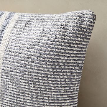 Woven Stripe Mix Pillow Cover, 14"x26", Washed Blue - Image 1