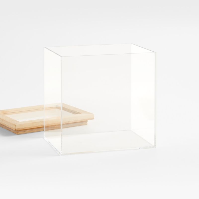 Crate & Barrel Small Rectangular Acrylic Pantry & Drawer Food Storage Container with Bamboo Lid - Image 2