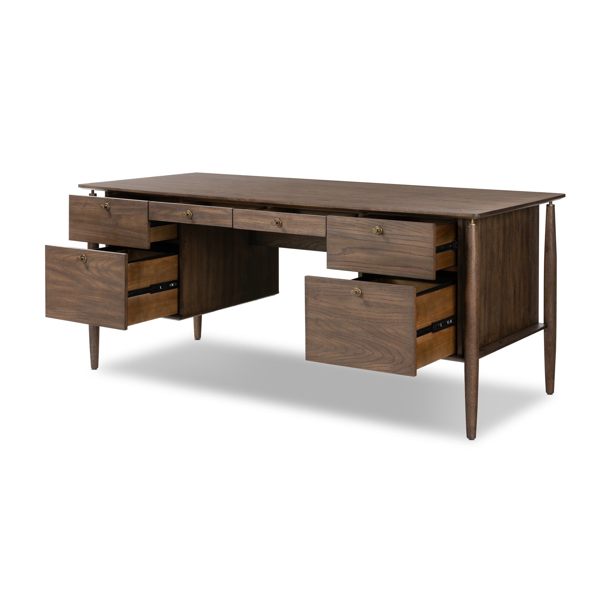 Markia Executive Desk - Aged Oak Veneer - Image 3
