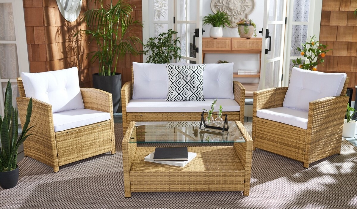 Vellor 4Pc Living Set - Natural / White - Safavieh - Image 1