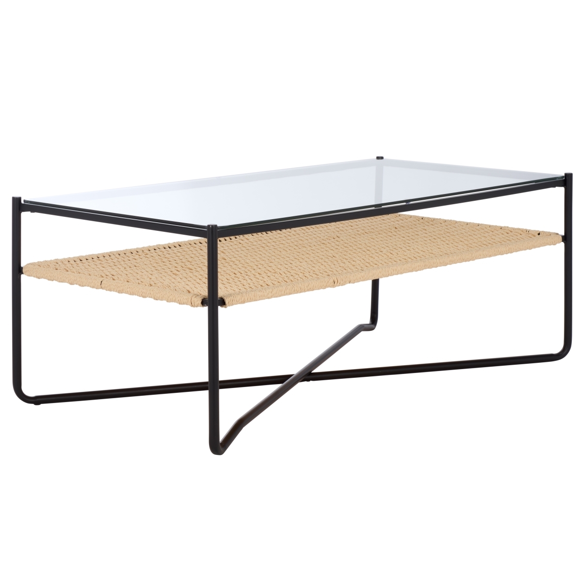 Omaka 1 Shelf Coffee Table - Natural / Black - Safavieh - Image 4