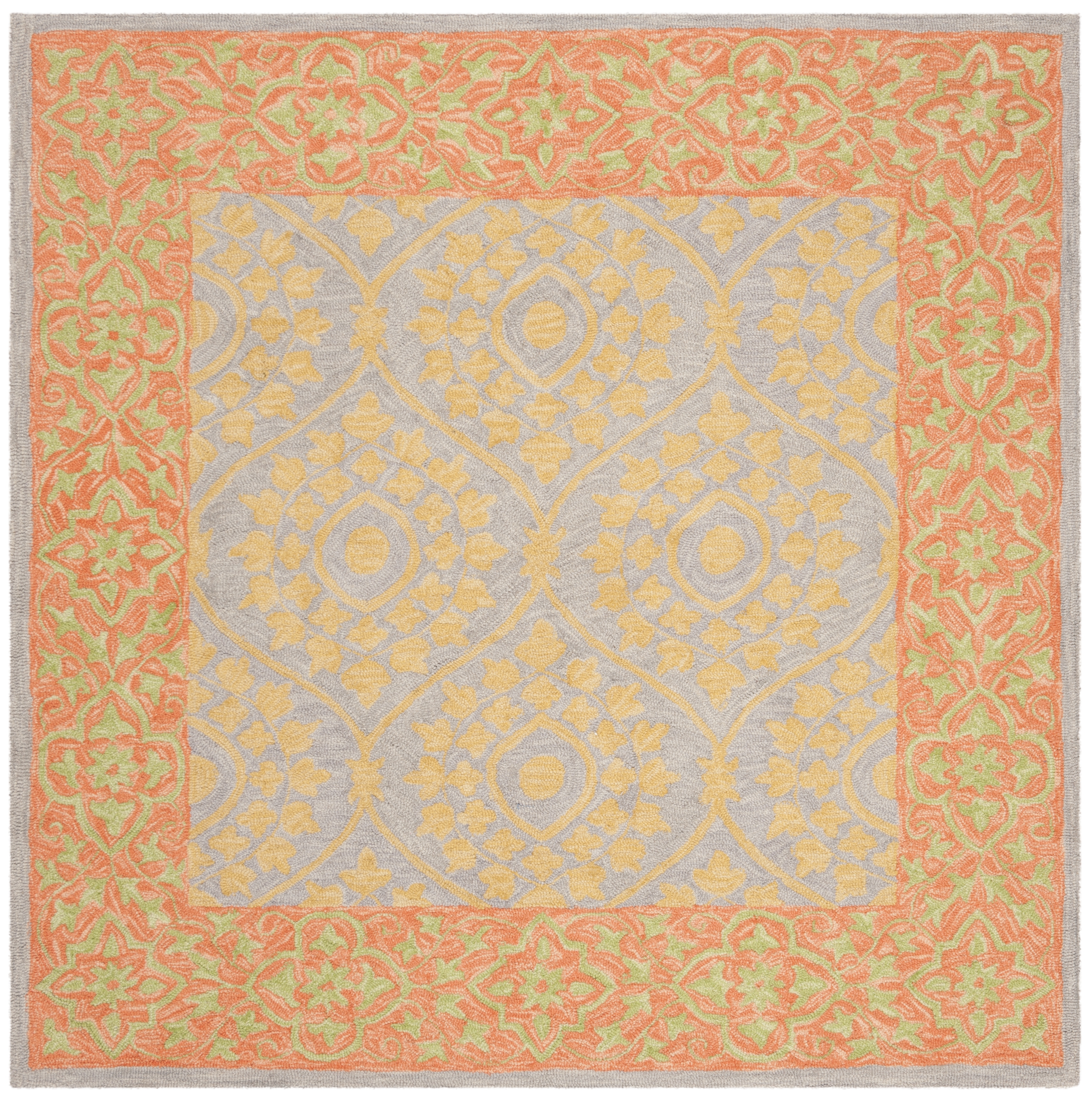Arlo Home Hand Hooked Area Rug, SZN105A, Orange/Silver,  5' X 5' Square - Image 0