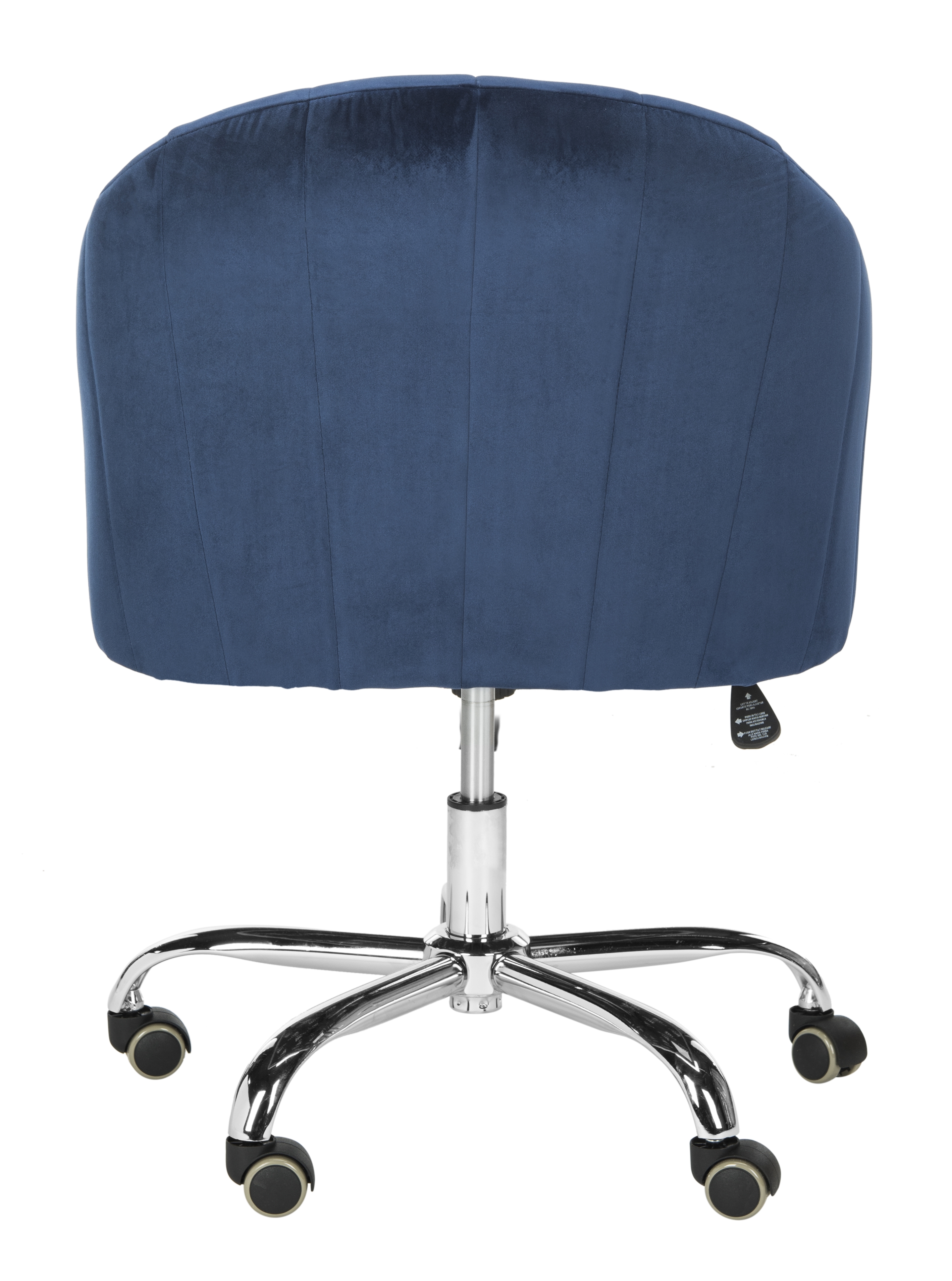 Themis Velvet Chrome Leg Swivel Office Chair - Navy/Chrome - Safavieh - Image 3