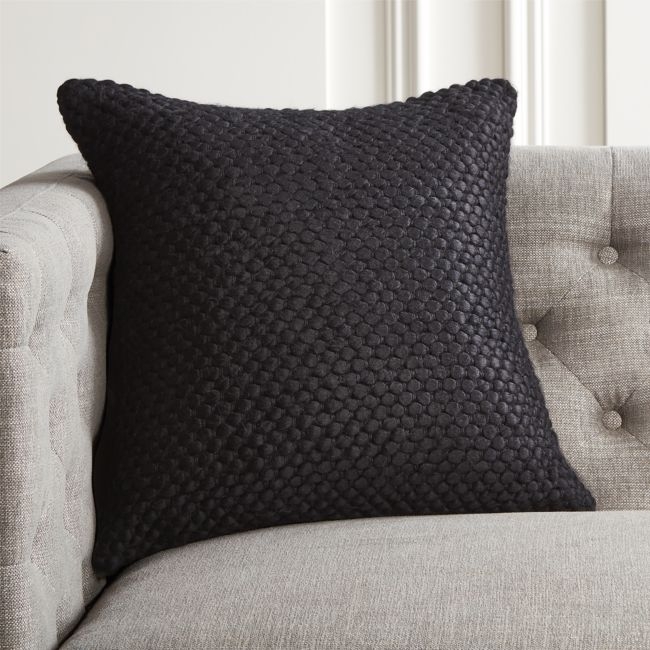 Remy Black Pillow with Feather-Down Insert, 18" x 18" - Image 3