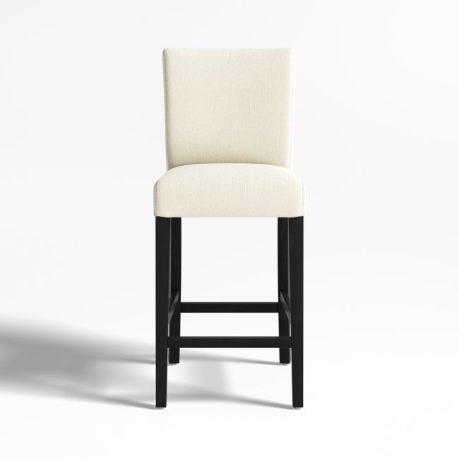 Lowe Ivory Upholstered Counter Stool with Ebony Wood Legs - Image 0