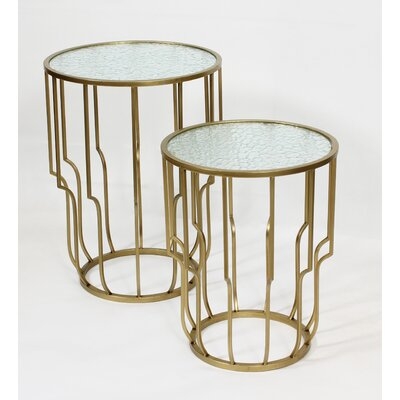 Openwork Glass Top Frame Nesting Table - Image 0