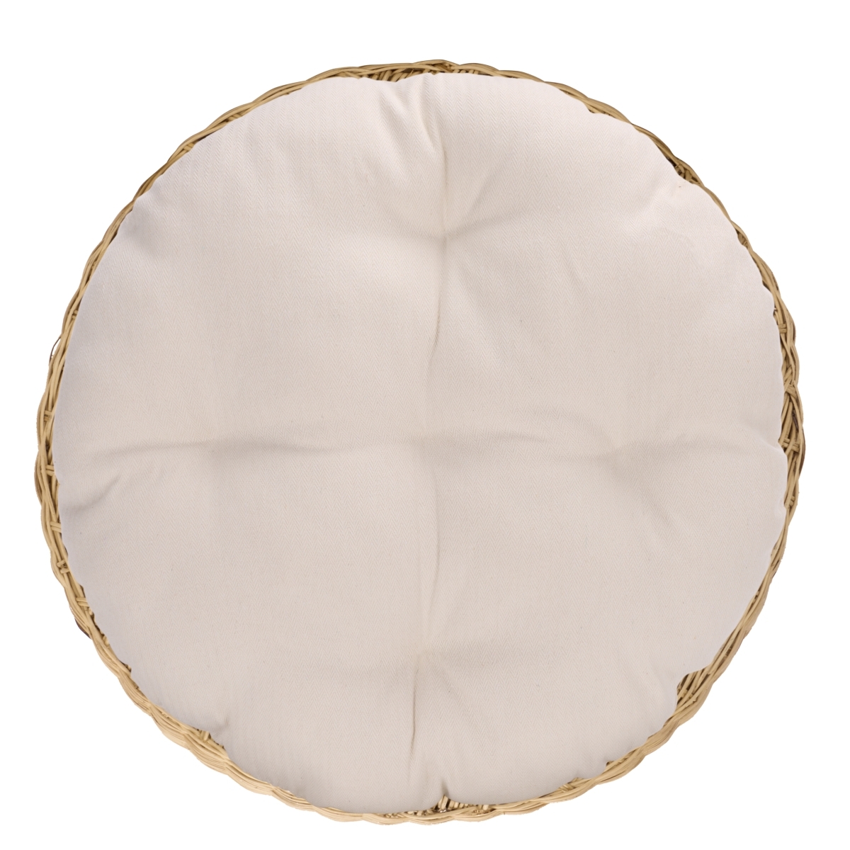 Bori Round Ottoman With Cushion - Natural / White - Image 4